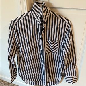 Grey and White Striped women  Shirt